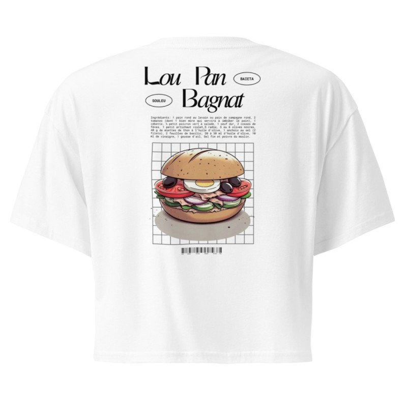 Crop top Lou Pan Bagnat – Trésor de la Méditerranée avec broderie "Souleu & Baieta" Crop top Lou Pan Bagnat – Trésor de la Méditerranée avec broderie "Souleu & Baieta"