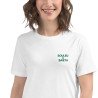 T-shirt femme "Merda de Can – Pause Fringale" avec broderie "Souleu & Baieta"