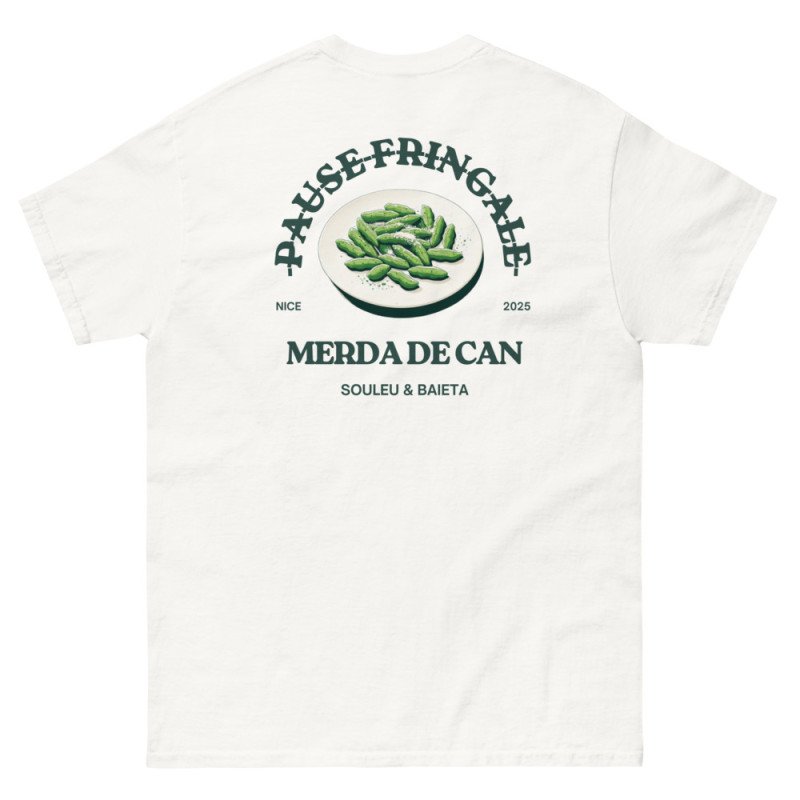 T-shirt "Merda de Can – Pause Fringale" avec broderie "Souleu & Baieta"