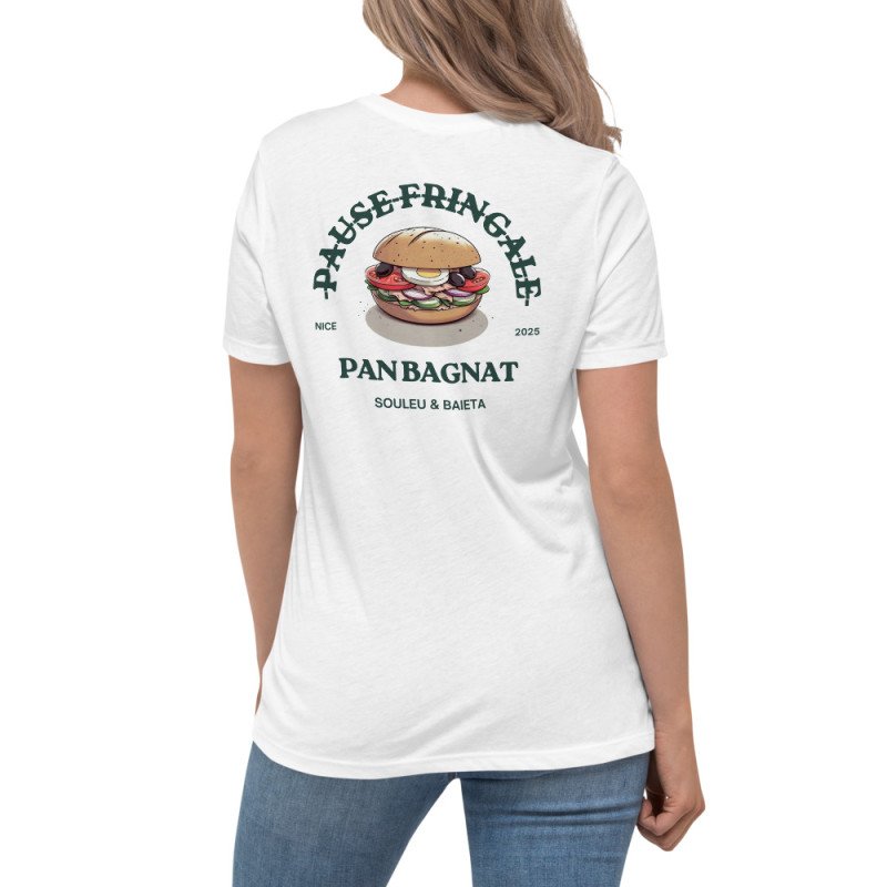 T-shirt Femme “Pan Bagnat – Pause Fringale” | Style Bistrot avec broderie “Souleu & Baieta”