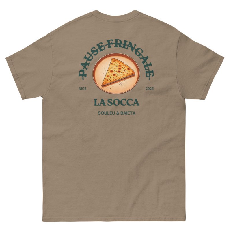 T-shirt "La Socca – Pause Fringale" avec broderie Souleu & Baieta