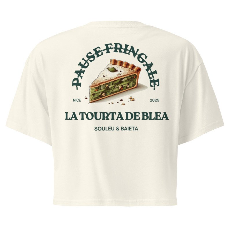 Crop top La Tourta De Blea - Pause Fringale avec brodure - Délice de Nice Crop top La Tourta De Blea - Pause Fringale avec brodure - Délice de Nice