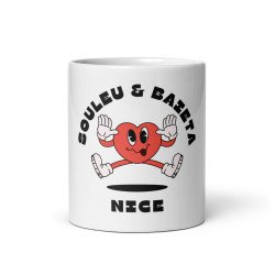 Mug céramique "Souleu & Baieta – Nice" | Illustration cœur rigolo