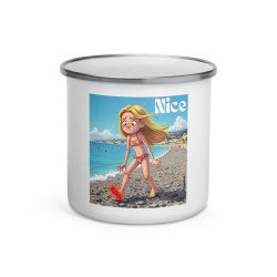 Mug émaillé "Nice – Maudits Galets" | Pour les amateurs de soleil… et de douleurs plantaires !