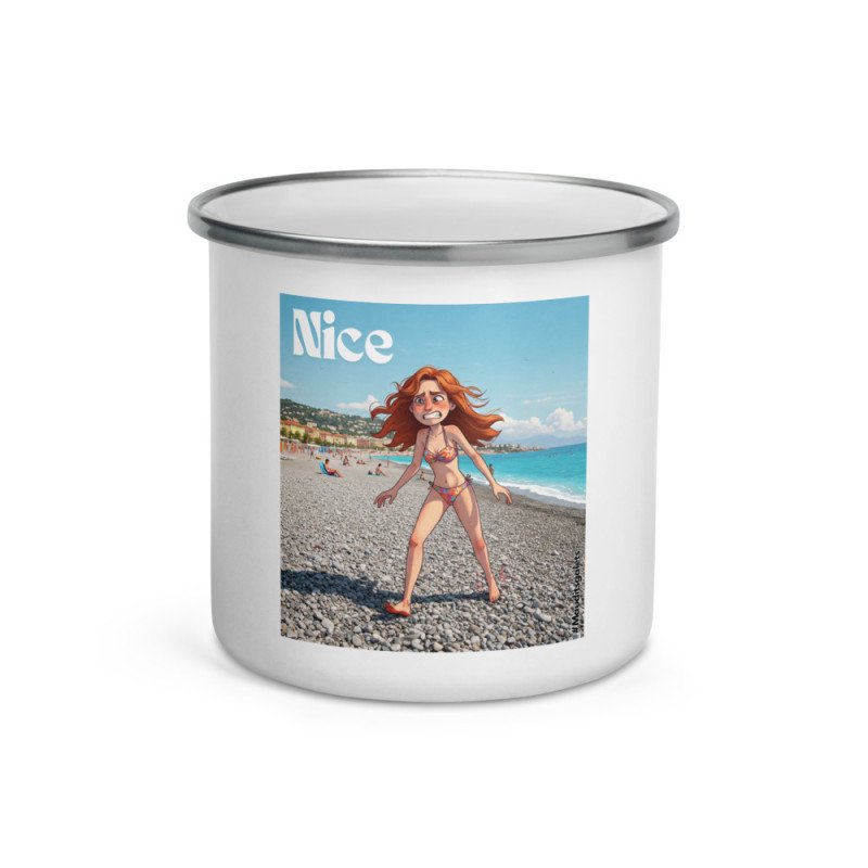 Mug émaillé "Maudits Galets" de Nice ! Souvenir incontournable de la Côte d’Azur Mug émaillé "Maudits Galets" de Nice ! Souvenir incontournable de la Côte d’Azur