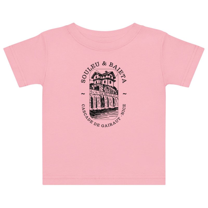 T-shirt bébé « Cascade de Gairaut Souleu & Baieta » – Illustration douce et authentique de Nice