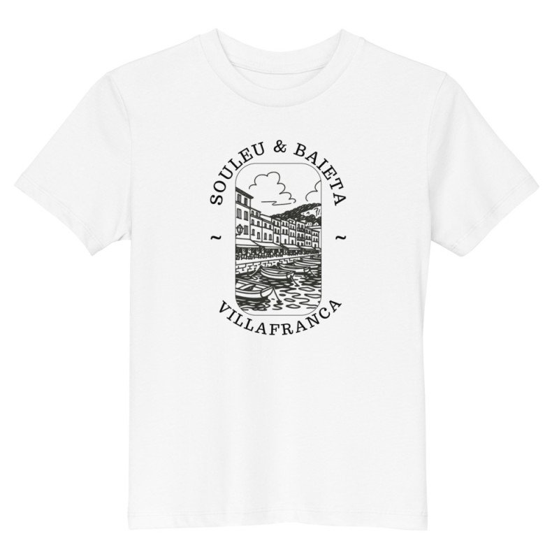 T-shirt Enfant "Villafranca Souleu & Baieta" – Naturel, Confortable et Méditerranéen T-shirt Enfant "Villafranca Souleu & Baieta" – Naturel, Confortable et Méditerranéen
