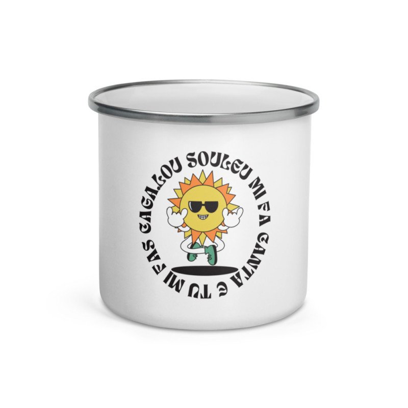 Mug émaillé "Lou souleu mi fa canta e tu mi fa caga" Mug émaillé "Lou souleu mi fa canta e tu mi fa caga"